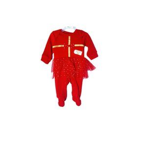 #KI-3 Infants Red Christmas Gift Designed Onesie with TuTu